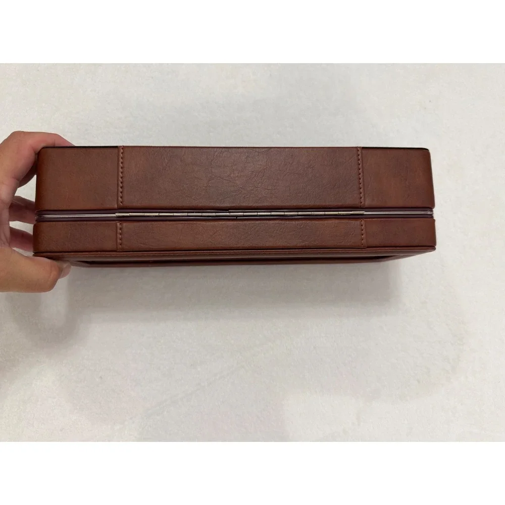 Woodburry 6-Piece Watch Case Brown Faux Leather Display Box Organizer NEW in BOX